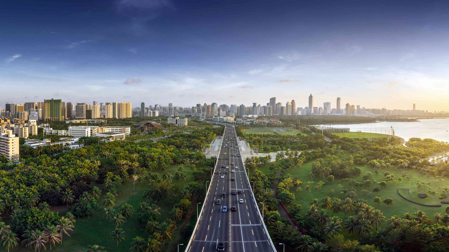 China - road into city